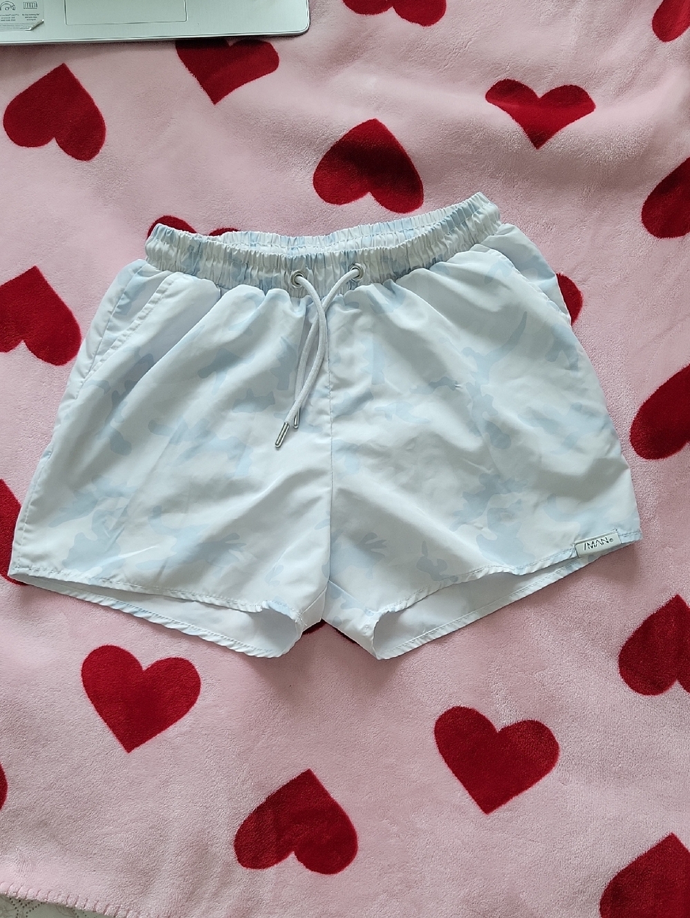 Amazon Women's Light Blue Tie-Dye Athletic Drawstring Shorts